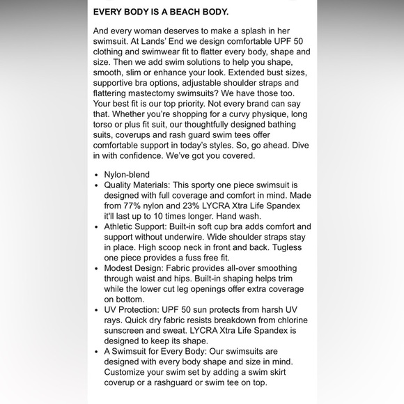 Lands’ End One piece tropical floral full bottom red-orange UV Swimsuit 8P - Picture 11 of 11